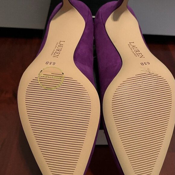 Lauren Ralph New Womens Lanette Heels Purple Suede Pointed Toe Pumps - Picture 3 of 4